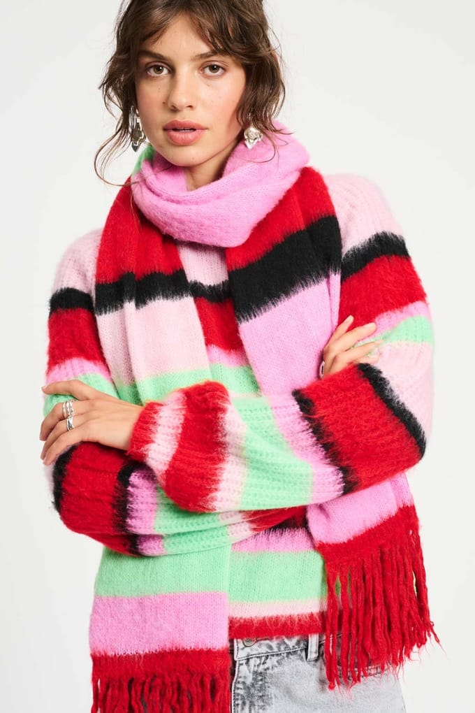 POM Amsterdam Shawl - Brushed Stripes Green Größe: OS | Schals Outlet | Damen | Grün