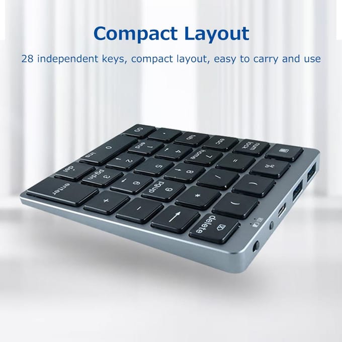 28 Toetsen Draadloos Numeriek Toetsenbord Financieel Boekhouden Kantoor Toetsenbord BT+USB Dual-mode Verbinding grijs
