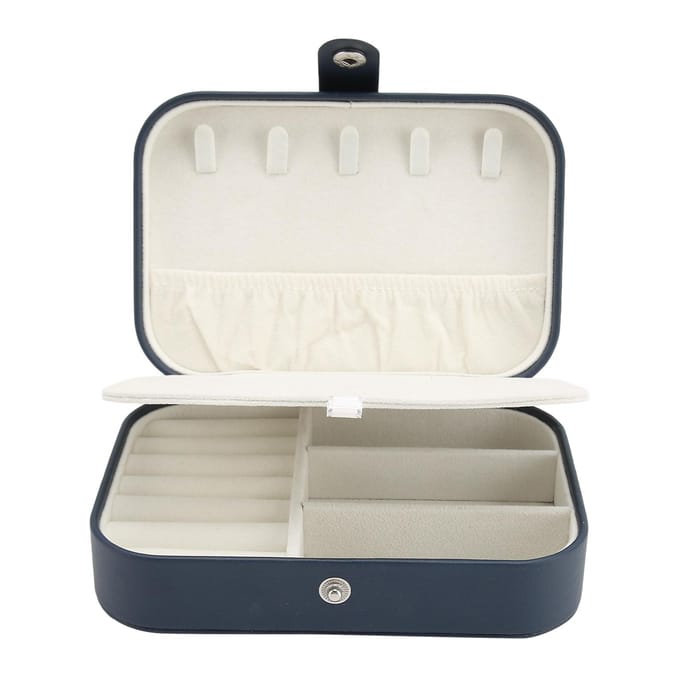 Draagbare Sieradendoos PU Leer Grote Capaciteit 2 Lagen Reizen Sieraden Organizer Koffer voor Ring gray