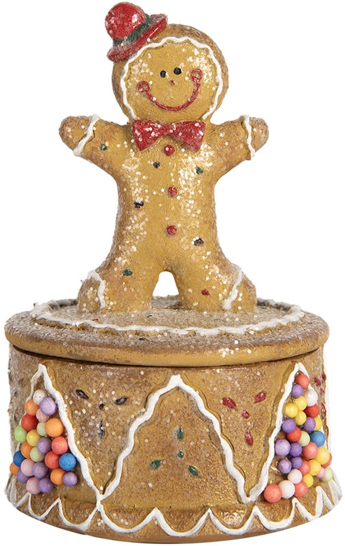 Clayre & Eef Voorraadpot Gingerbread man Ø 7x11 cm Bruin Kunststof