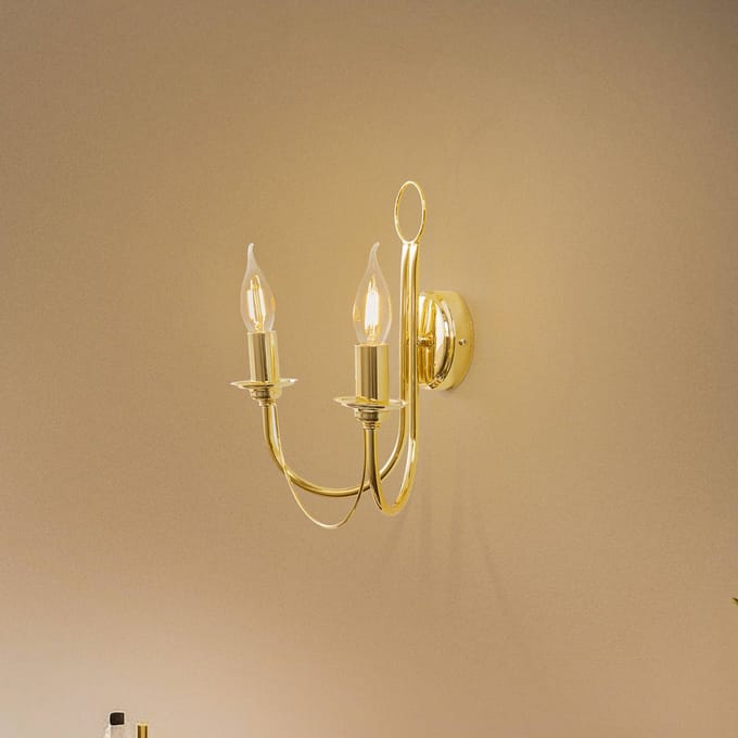 Euluna Wandlamp Retro, 2-lamps, goud