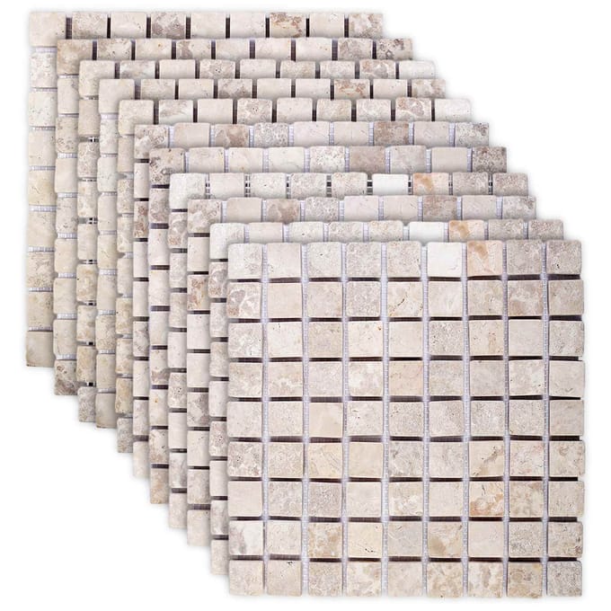 vidaXL - Mozaïektegels - Crèmekleurig - 30 - x - 30 - cm - Marmer