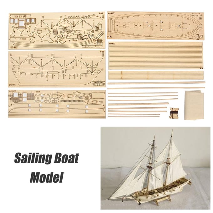 Doe-het-zelf Scheepsassemblagemodellen Houten Zeilboot Schaalmodel Decoratie DIY Model Kits white