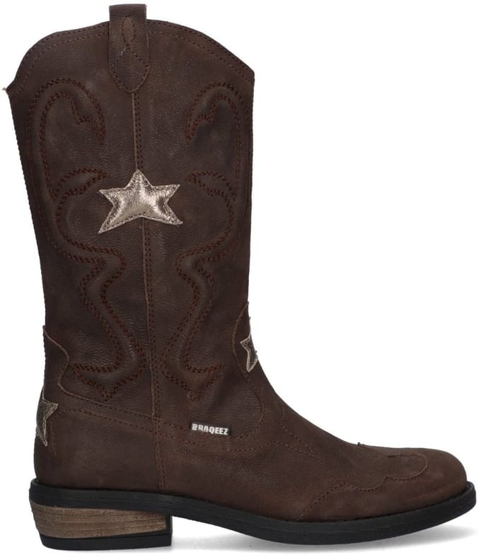 Braqeez 425739-517 Meisjes Cowboyboots - Bruin - Suède - Ritssluiting