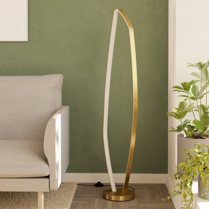 EGLO Vallerosa Vloerlamp - LED - 128,5 cm - Goud/Wit