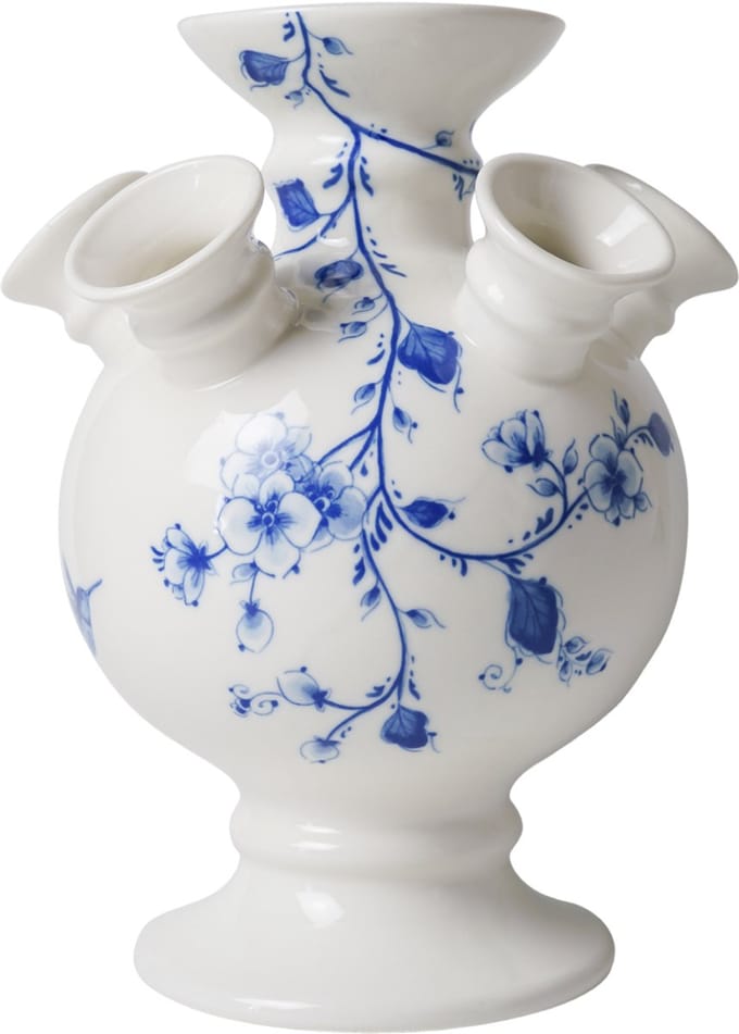 Heinen Delfts Blauw - Tulpenvaas op voet - Orchidee - Keramiek - 22 cm