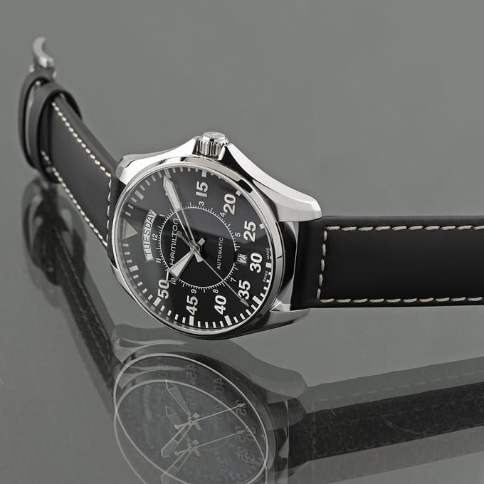 Hamilton Khaki Pilot Automatisch H64615735 Herenhorloge zwart