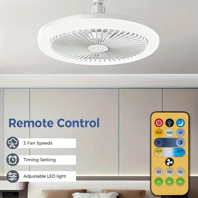 Nivard Plafondventilator - Met Verlichting - Plafond Ventilator - Met Lamp - Plafonniere Met Ventilator - Met Licht - 25cm