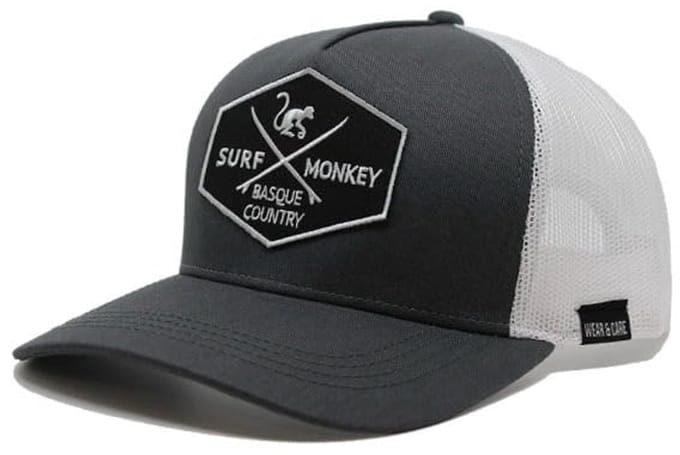 Surf Monkey - Trucker Cap - 5 Panel - One Size - Organisch Cotton - Witgrijs