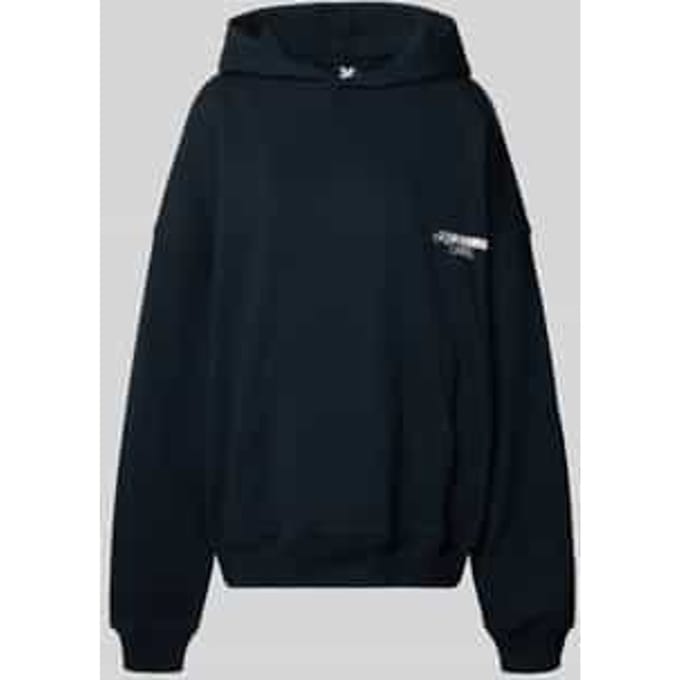 Oversized hoodie met labelstitching model 'No Hustle'