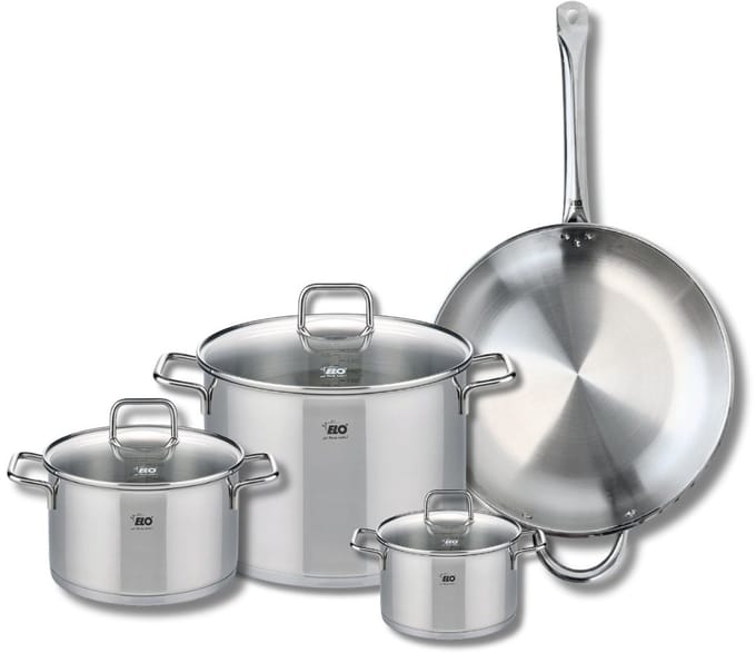 Set van 1 Koekenpan 32 cm en 3 kookpotten 14, 20 en 26 cm Elo Profi Citrin