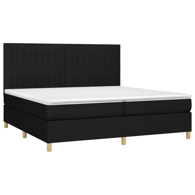 vidaXL - Boxspring - met - matras - en - LED - stof - zwart - 200x200 - cm
