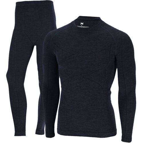 Xtreme Thermoset Heren - Merino Wol - Thermoshirt + Thermolegging - Navy Melange - Maat M