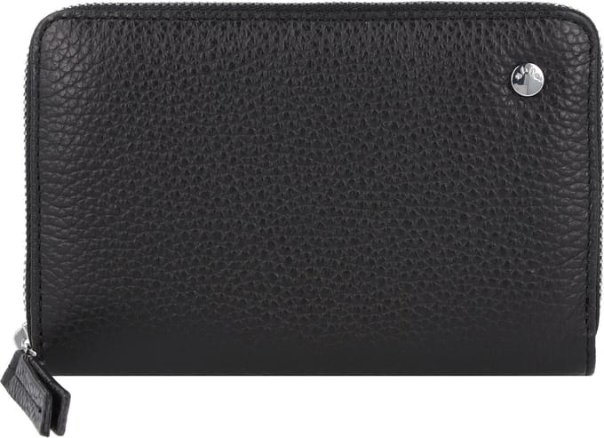 abro Leren Portemonnee Leather Adria Zip Wallet Black / Nickel Zwart