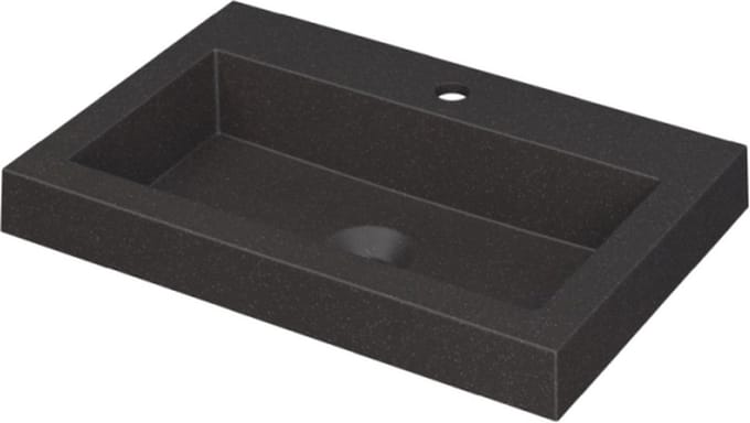 INK® Dock wastafel quartz met 1 kraangat, 60x6x40cm, quartz zwart