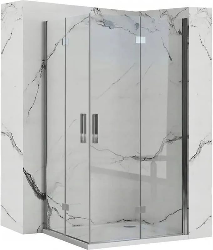 Rea Molier Chrom Double 90X90 - 190 cm - Douchecabine - Vierkant - Chroom