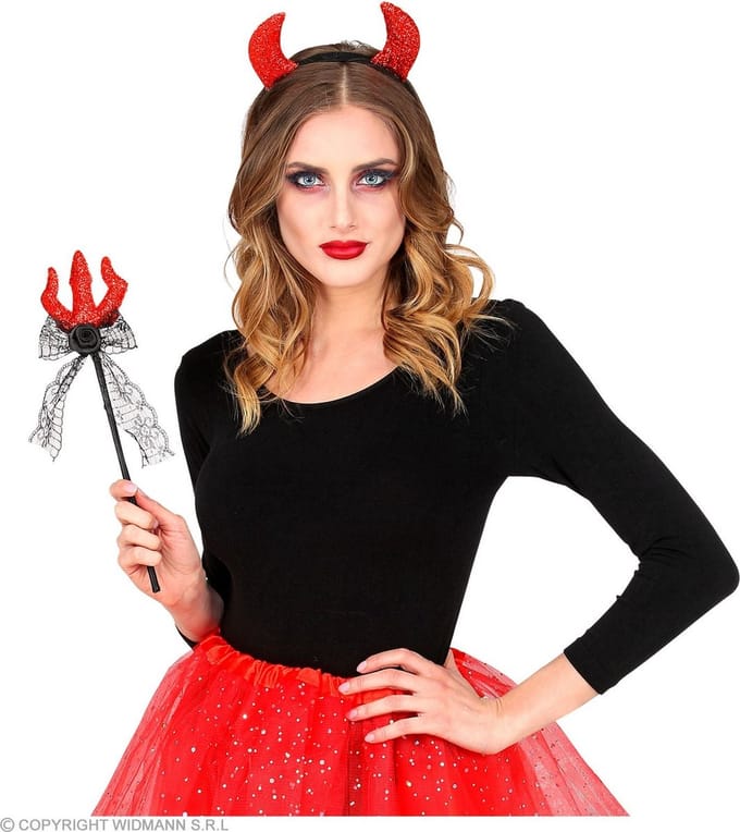 Widmann - Duivel Kostuum - Duivelse Set - Rood, Zwart - Halloween - Verkleedkleding
