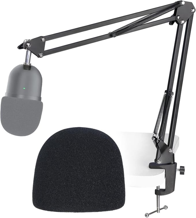 Verstelbare Microfoonstandaard met Popfilter en Schaararm voor USB Streaming Microfoons, Ideaal voor Podcasters en Streamers
