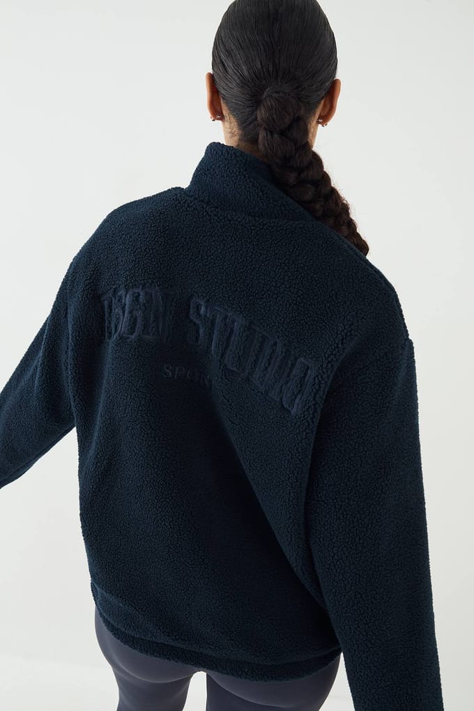 Dames DSGN Studio Borg Doorlopende Rits Turtleneck Jas | Navy | Maat: XL