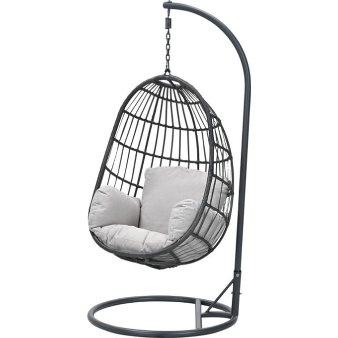 Garden Impressions Fargo wicker hangstoel eivorm carbon black earl grijs