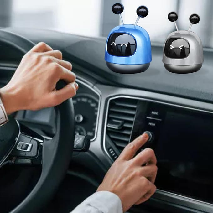 Diffuseur d'arômes pour voiture, style robot créatif, ornement de parfum pour grille d'aération, parfum solide, longue durée gray