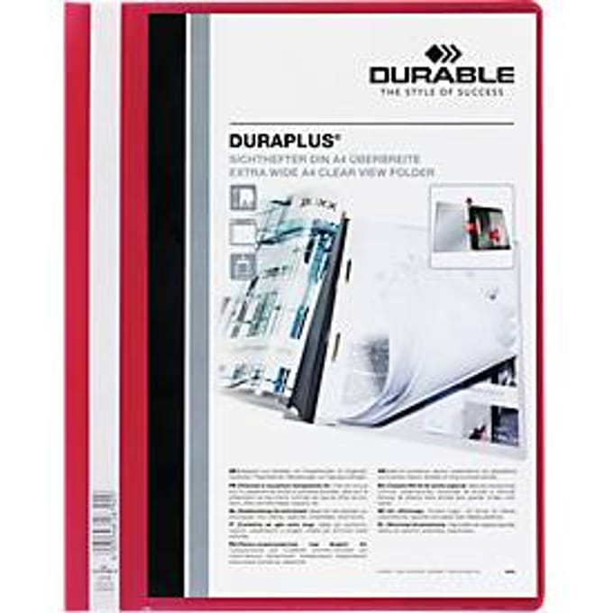 DURABLE presentatiemap DURAPLUS extra breed, pvc-hardfolie, 25 stuks, rood
