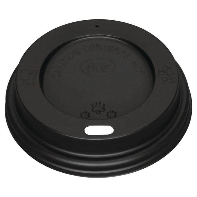 Fiesta zwarte deksels van polystyreen voor koffiebekers van 225 ml (1000 stuks)