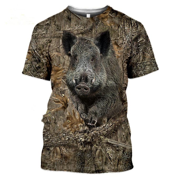 Camouflage explosif chasse animal lapin hommes été décontracté grande taille 3D T-shirt mode de rue pull à manches courtes L gray
