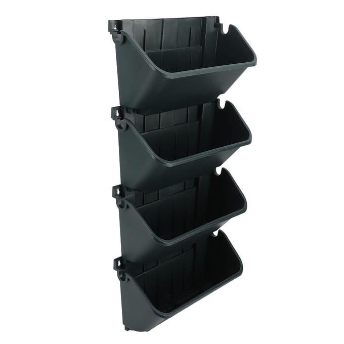 Verticale Wandplantenbak Set Plastic Ademend Ruimtebesparend 4 Potten Hangende Verticale Wand Bloempot black