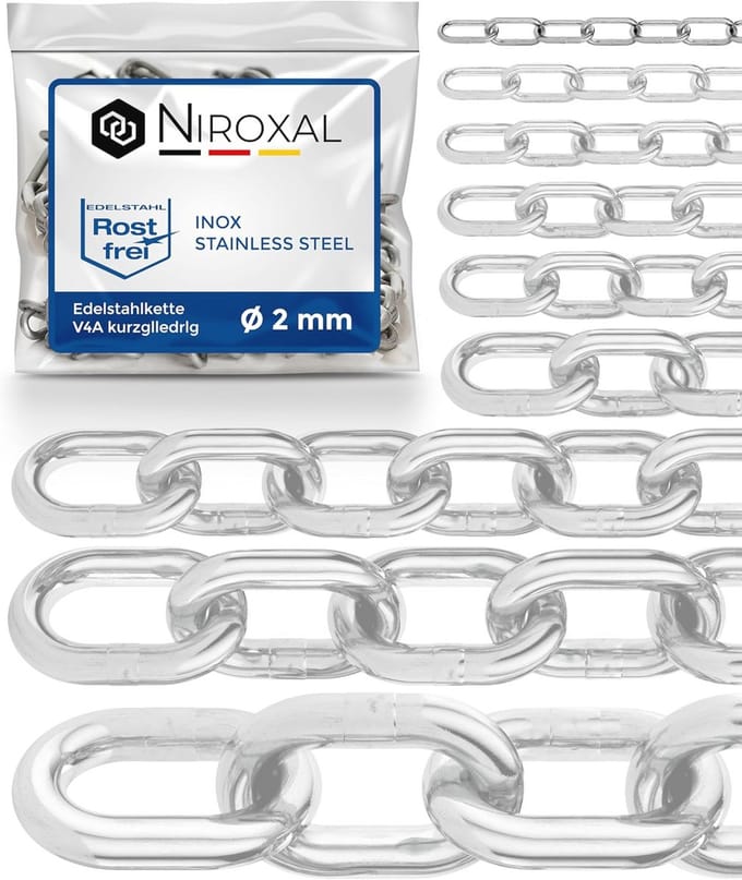 Roestvrijstalen afsluitketting 7 meter - 2 mm dikke ketting met korte schakels