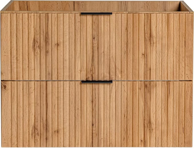 Vente-unique Geribbeld hangmeubel onder wastafel - Licht naturel - L80 cm - ZEVARA