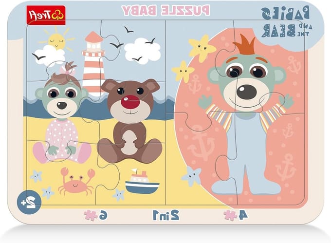 Baby Framepuzzel - Kinderpuzzel - Vroege Ontwikkeling - 2-in-1 Puzzels - 4 en 6 Stukjes - Multicolor