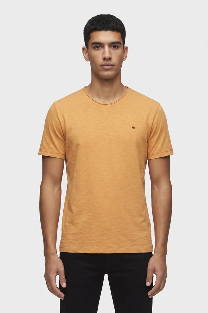No Excess T-shirt Crewneck Slub Yellow Größe: L | Basic T-Shirts Outlet | Herren | Gelb