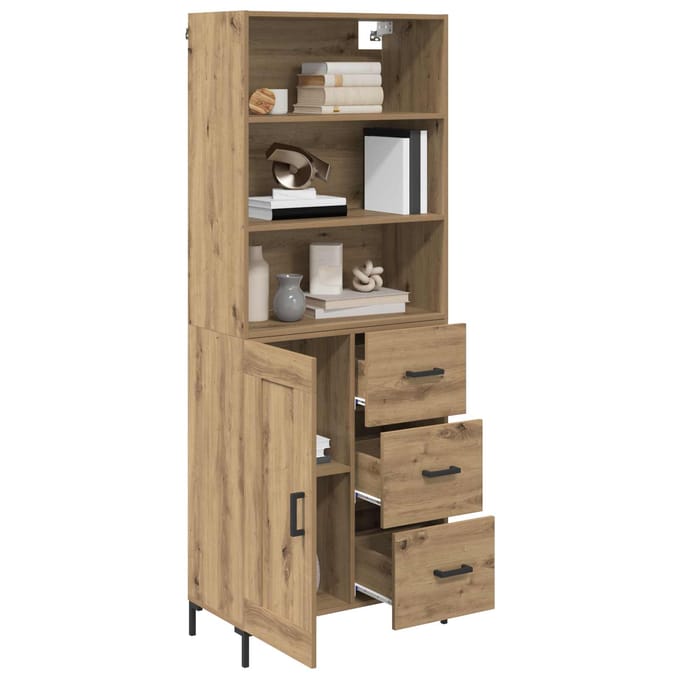 vidaXL - Highboard - Artisan - Eiken - 69,5 - x - 34 - x - 180 - cm - Bewerkt - hout
