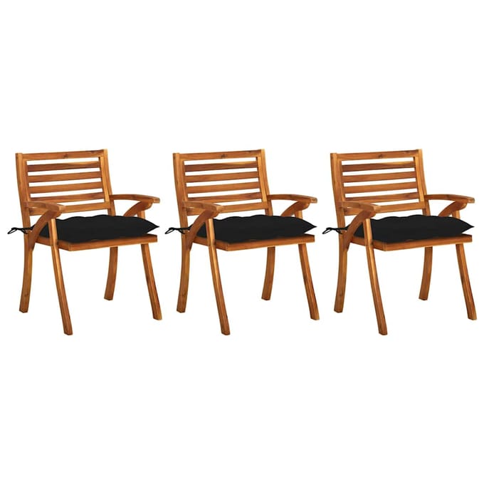 vidaXL - Tuinstoelen - 3 - st - met - kussens - massief - acaciahout