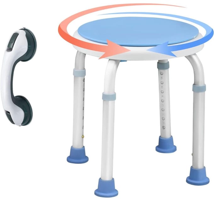 CRLYN® Douchekruk Inklapbaar - Douchestoel - Wit en Blauw