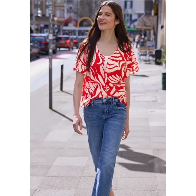Blouse met V-hals en bloemenpatroon