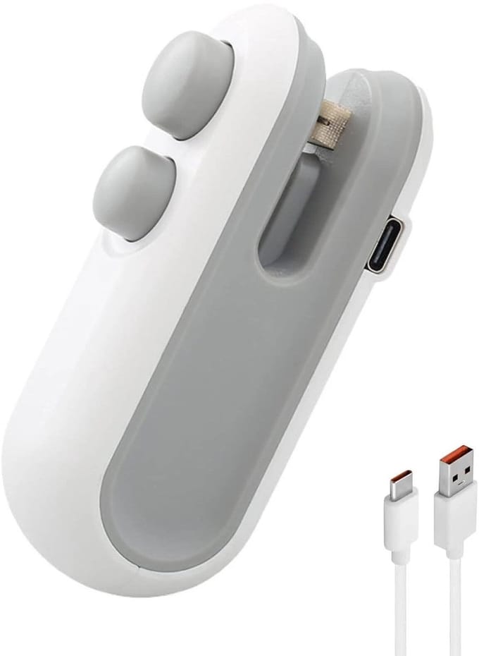 Mini automatische warmteverzegelingsmachine, oplaadbare machine voor het sealen van snackzakjes - wit