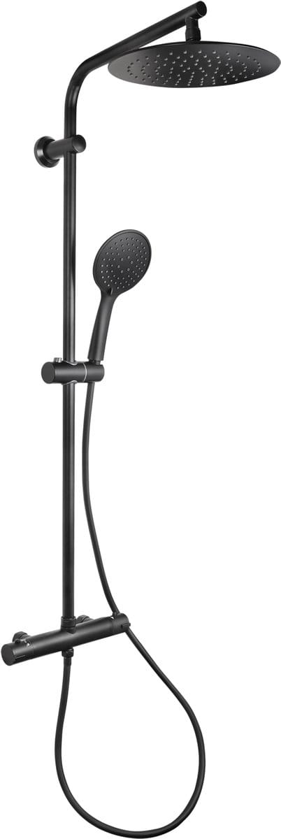 Differnz Regendouche Thermoline - 25cm Stortdouche met handdouche - Opbouw - Mat Zwart