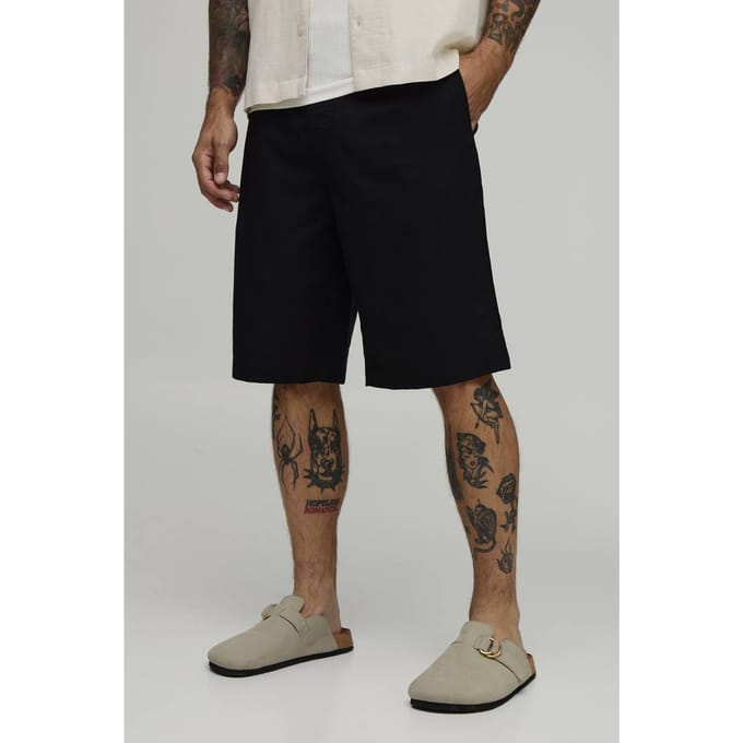 Baggy Fit Half & Half Taille Cargo Shorts | Black | Size Small