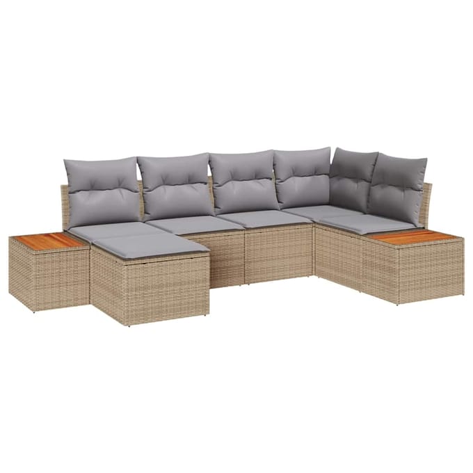vidaXL Tuin Sofa Set 6 st Beige poly rattan