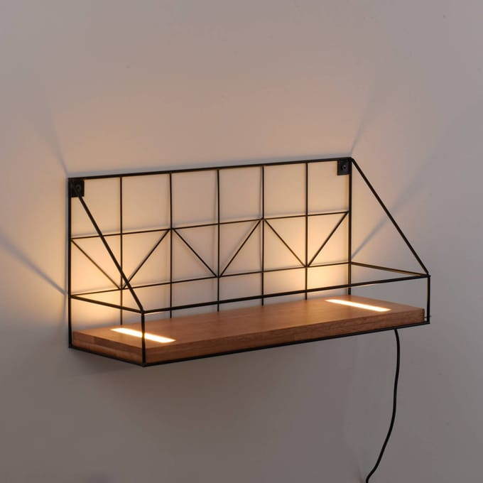 JUST LIGHT. GmbH LED wandlamp Board met houten plank, 45x15cm