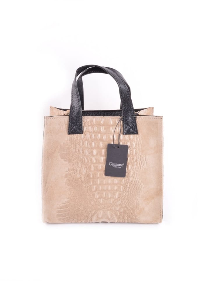 Giuliano lederen handtas Sobek - Beige - Kroko - Made in Italy