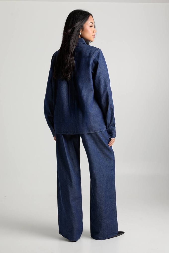 boohoo Dames Chambray oversized overhemd | Indigo | Maat: 6