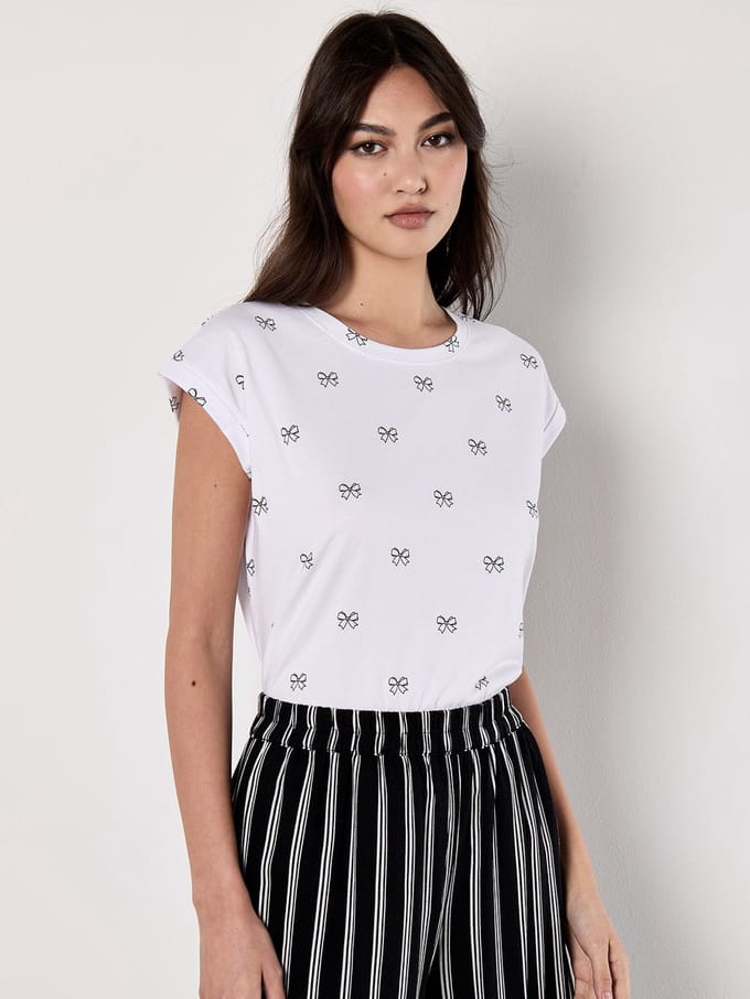 T-shirt met strikprint