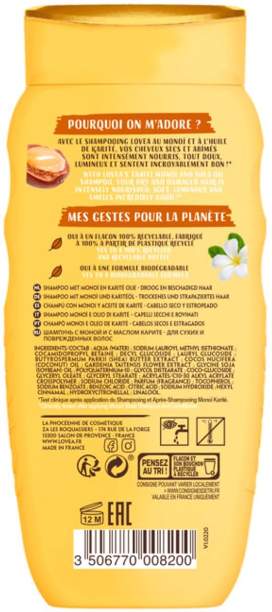 Lovea - Monoï & Shea Shampoo - 3 x 250 ml - Voordeelverpakking