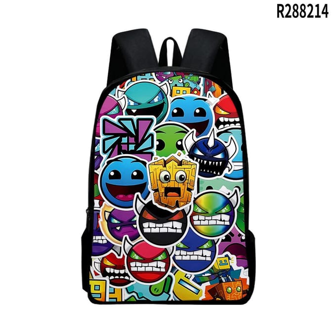 Sacs à dos Cahiers Classiques Populaires Geometry Dash Sacs d'école pour élèves Impression 3D Oxford Imperméable Sacs à dos pour Ordinateur Portable Garçons/Filles