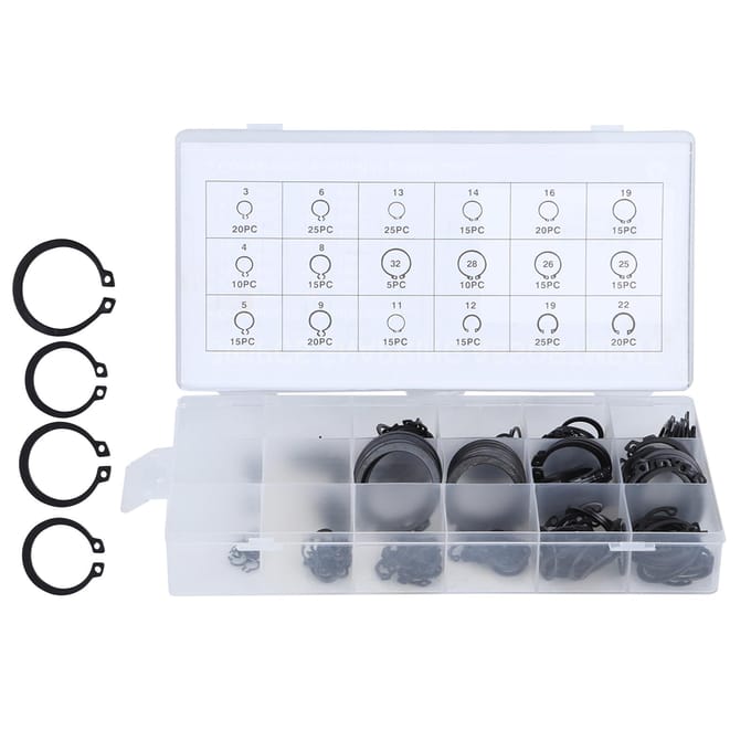 300 pièces 2-32mm Kit Circlips E Assortiment Anneaux de Retenue Externes