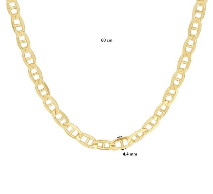 Goud met Zilveren Kern Collier anker 4 5000225 60 cm