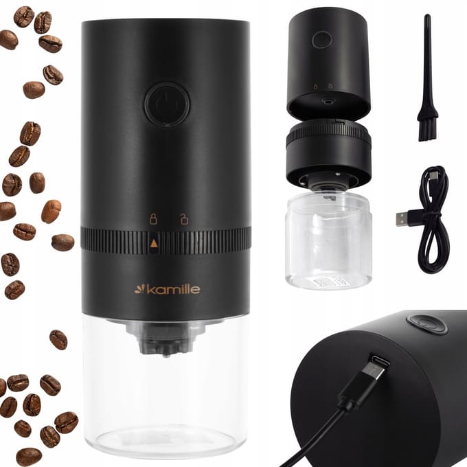 Kamille Elektrische Koffiemolen USB Oplaadbaar - Draadloos & Compact